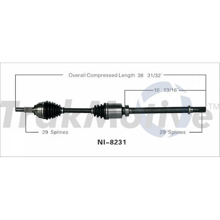 Surtrack Axle Cv Axle Shaft, Ni-8231 NI-8231